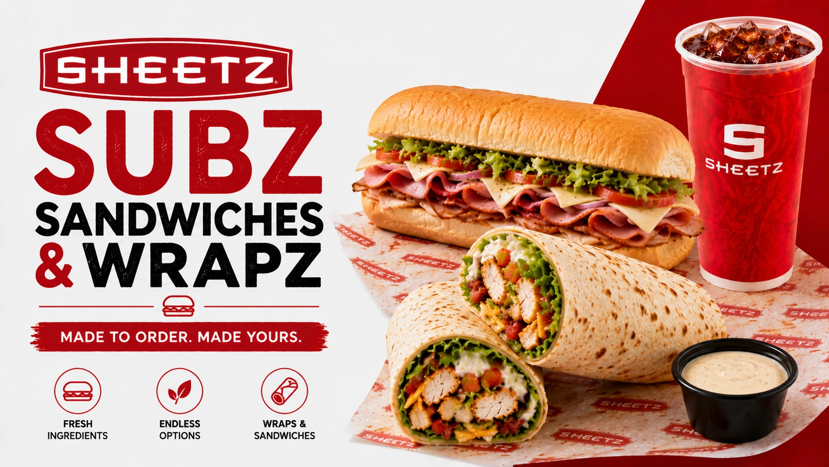 Sheetz Subz, Sandwiches, and Wrapz menu